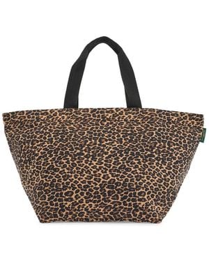 Herve Chapelier Leopard Print Xl Quadratbeutel - Braun