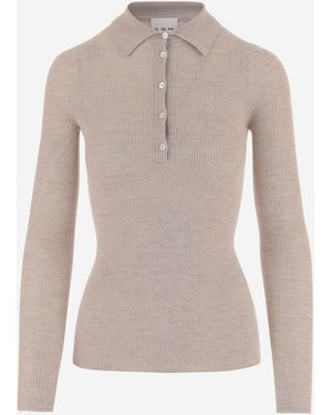 Sa Su Phi Cashmere And Silk Knitted Polo Shirt - Natural