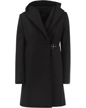 Fay Hooded Virgin Wool And Cashmere-Blend Coat - Black