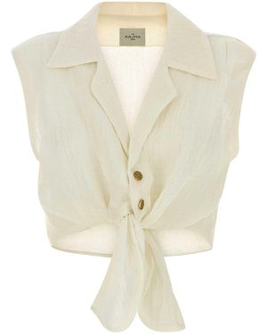 LeKasha Sleeveless Knot Shirt - Natural