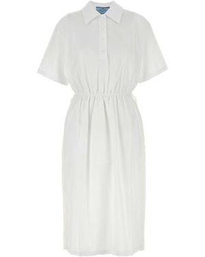 Prada Poplin Shirt Dress Cotton - White