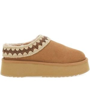 Mou Plateau-Clog-Hausschuhe aus Wildleder - Braun