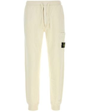 Stone Island Ivory Cotton Sweatpants - Natural