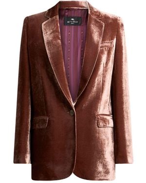 Etro Silk-Blend Velvet Straight-Cut Blazer - Brown