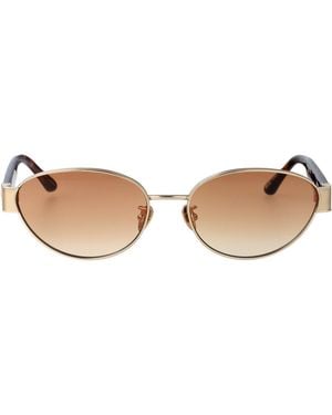Linda Farrow Light/ Dark T-Shell/ Grad Titanium Sunglasses - Natural
