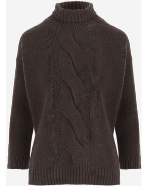 Bruno Manetti Cable-Knit Sweater Virgin Wool - Brown