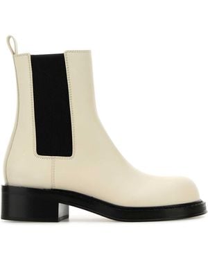 Bottega Veneta Ivory Leather Cliff Ankle Boots - Black