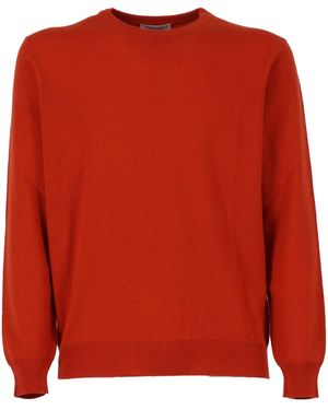 Kangra Cashmere Girocollo Basico Rasato Calato C/Toppe Alcantara - Rojo
