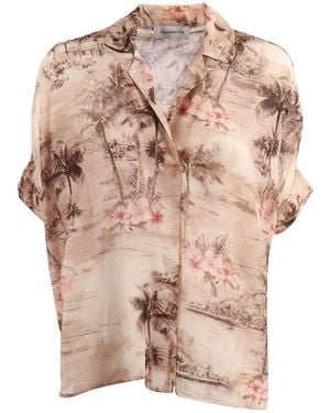 Shirtaporter Printed Voile Tunic Cotton Silk Jacket - Natural