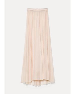 forte_forte Long Pleated Tulle Skirt - Natural