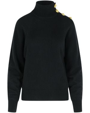 Balmain Rollkragenpullover in Virgin Wolle und schwarzem Kaschmir