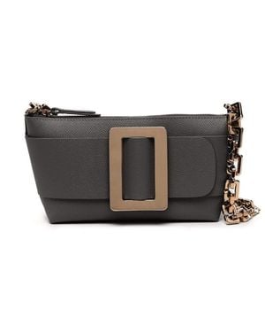 Boyy Buckle Pouchette Epsom Leather Handbag - Grey