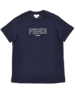 Fendi T-Shirt With Logo - Blue