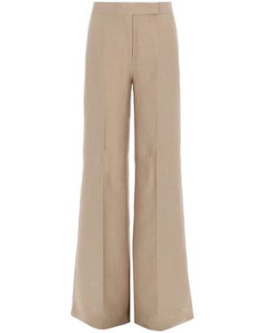 Max Mara Flared Flat Front Pants - Natural