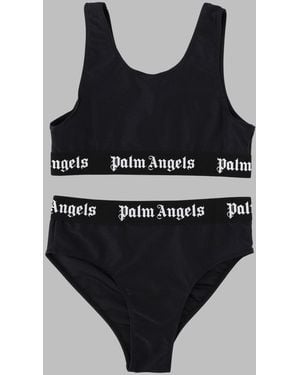 Palm Angels Logo Band Mini Bikini Set For Girls - Black