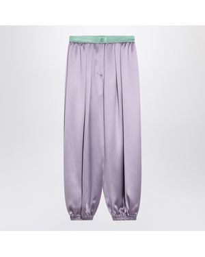 Valentino Wide Lilac Silk Trousers - Purple