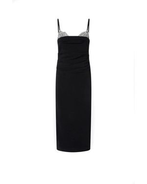 Pinko Slim-Fit Midi Dress With Jewel Embroidery - Black