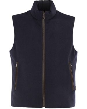 Moorer Falieri Ls9 Reversible Virgin Wool And Cashmere Gilet - Blue