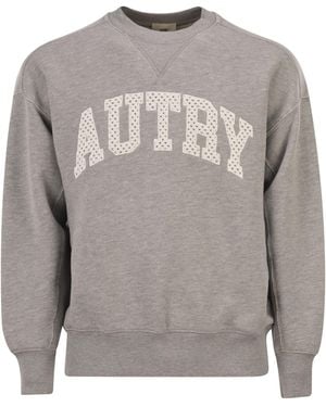 Autry Unisex-Sweatshirt aus Baumwolle mit Rundhalsausschnitt und Logo - Grau