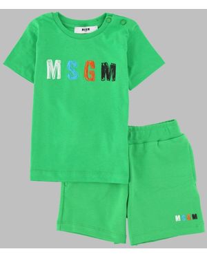 MSGM Boys Mini T-Shirt And Bermuda Set - Green