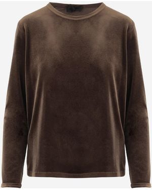 F.it Pull en Velours Extensible à Manches Longues - Marron