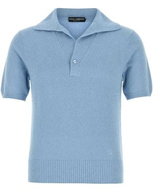Dolce & Gabbana Cotton Blend Polo Shirt - Blue