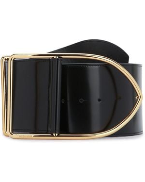 Jacquemus Wide Structured Belt With Geometric Buckle - Black
