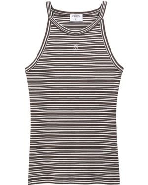 Filippa K Gestreiftes Bio-Baumwoll-Top Mit Monogramm-Stickerei - Schwarz