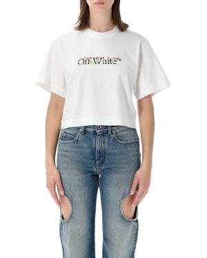 Off-White c/o Virgil Abloh Flower Cropped T-Shirt - Blue