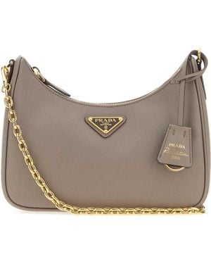 Prada Dark Leather Re-Edition 2005 Shoulder Bag - Grey