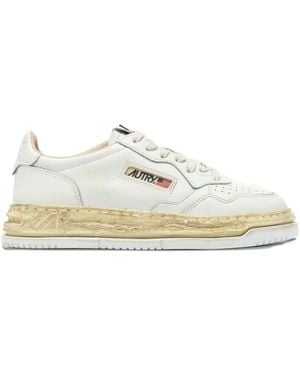 Maison Mihara Yasuhiro Low-Top Leather Trainers With Perforated Detailing - White