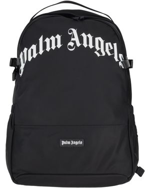 Palm Angels Rucksack mit gebogenem Logo - Schwarz