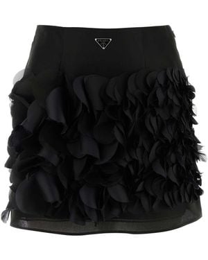 Prada Silk Mini Skirt - Black