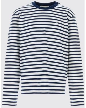 Ami Paris T-Shirt Boxy Fit Mariniere Manches Longues mit Patch De Coeur - Blau