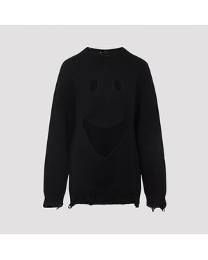 Moschino Virgin Wool Smile Cropped Sweater - Schwarz