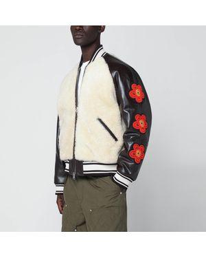 KENZO Shearlingeffect And Leather Bomber Jacket - Multicolor