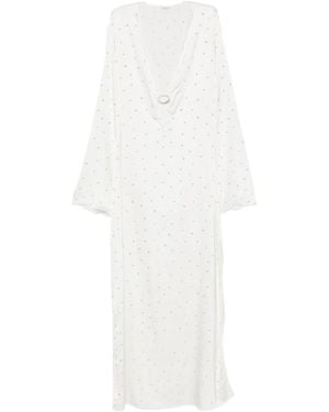 Oséree Crystal-Embellished Ring-Detail Maxi Dress - White
