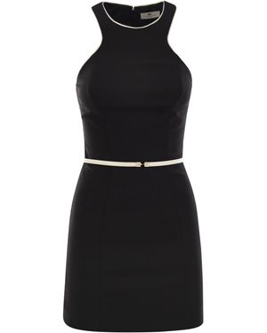 Elisabetta Franchi Contrasted Belt Crêpe Dress in Blue | Lyst