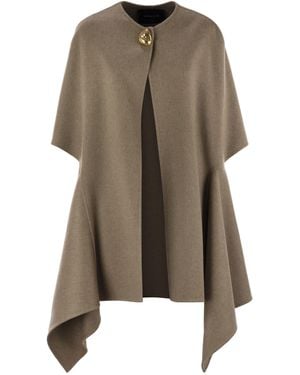 Fabiana Filippi Double Cashemere Coat con botón con joyas - Marrón
