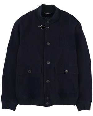 Fay Wool Jacket With Buttons - Blue