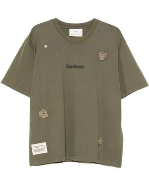 Song For The Mute Sftm X Birkenstock 'The Gardener' Crochet Flower T Shirt - Green