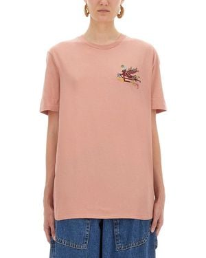 Etro Graphic Crew Neck T-Shirt - Pink