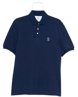 Brunello Cucinelli Logotipo de algodón Polo - Azul