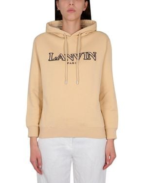 Lanvin Relaxed-Fit Cotton Sweatshirt With Drawstring Hood - Natural