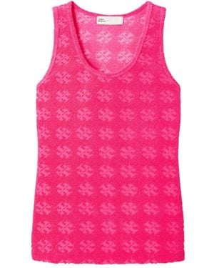 Tory Burch Tops ,Roze ,Fuchsia Monogram Scoop Neck Top
