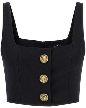 Balmain Wool Brassiere Top - Black