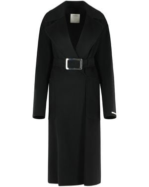 Sportmax Cose' Robe-Mantel aus reiner schwarzer Schurwolle