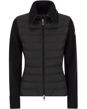 Moncler Gepolsterte Woll -Strickjacke mit Reißverschluss - Schwarz