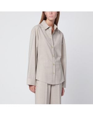 P.A.R.O.S.H. Stucco-Coloured Wool Shirt - Gray