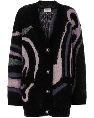 PUCCI Embroidered Mohair Blend Oversize Cardigan - Black